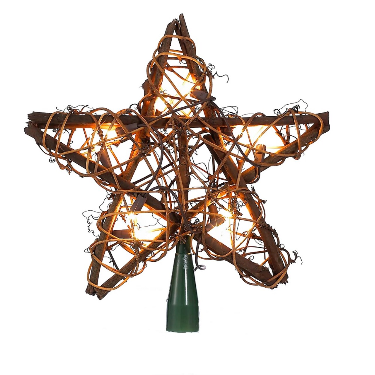 KSA 10.5&#x201D; Lighted Brown Star Christmas Tree Topper, Clear Lights